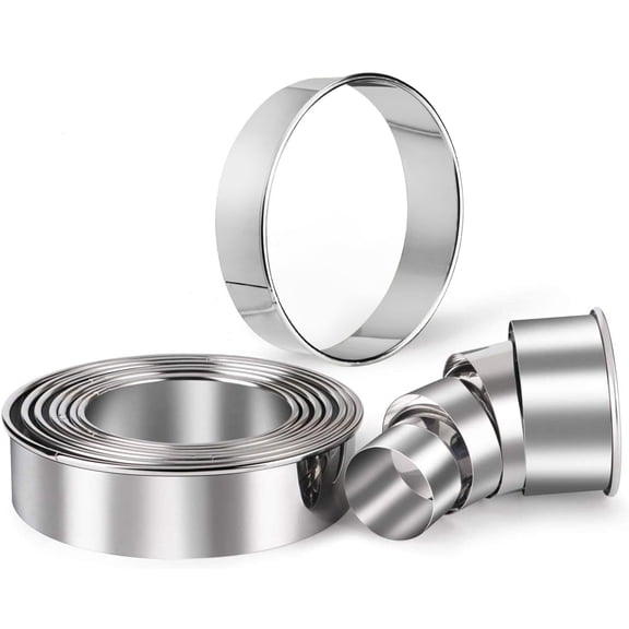 HULISEN Stainless Steel Round Cookie Biscuit Cutter Set, 11 Circle Donut Doughnut Cutter, Baking Ring Molds for Mini Cake, Scone, Pastry, Cooking, Gift Package