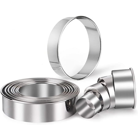 HULISEN Stainless Steel Round Cookie Biscuit Cutter Set, 11 Circle Donut Doughnut Cutter, Baking Ring Molds for Mini Cake, Scone, Pastry, Cooking, Gift Package