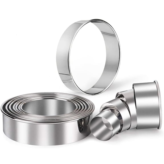 HULISEN Stainless Steel Round Cookie Biscuit Cutter Set, 11 Circle Donut Doughnut Cutter, Baking Ring Molds for Mini Cake, Scone, Pastry, Cooking, Gift Package