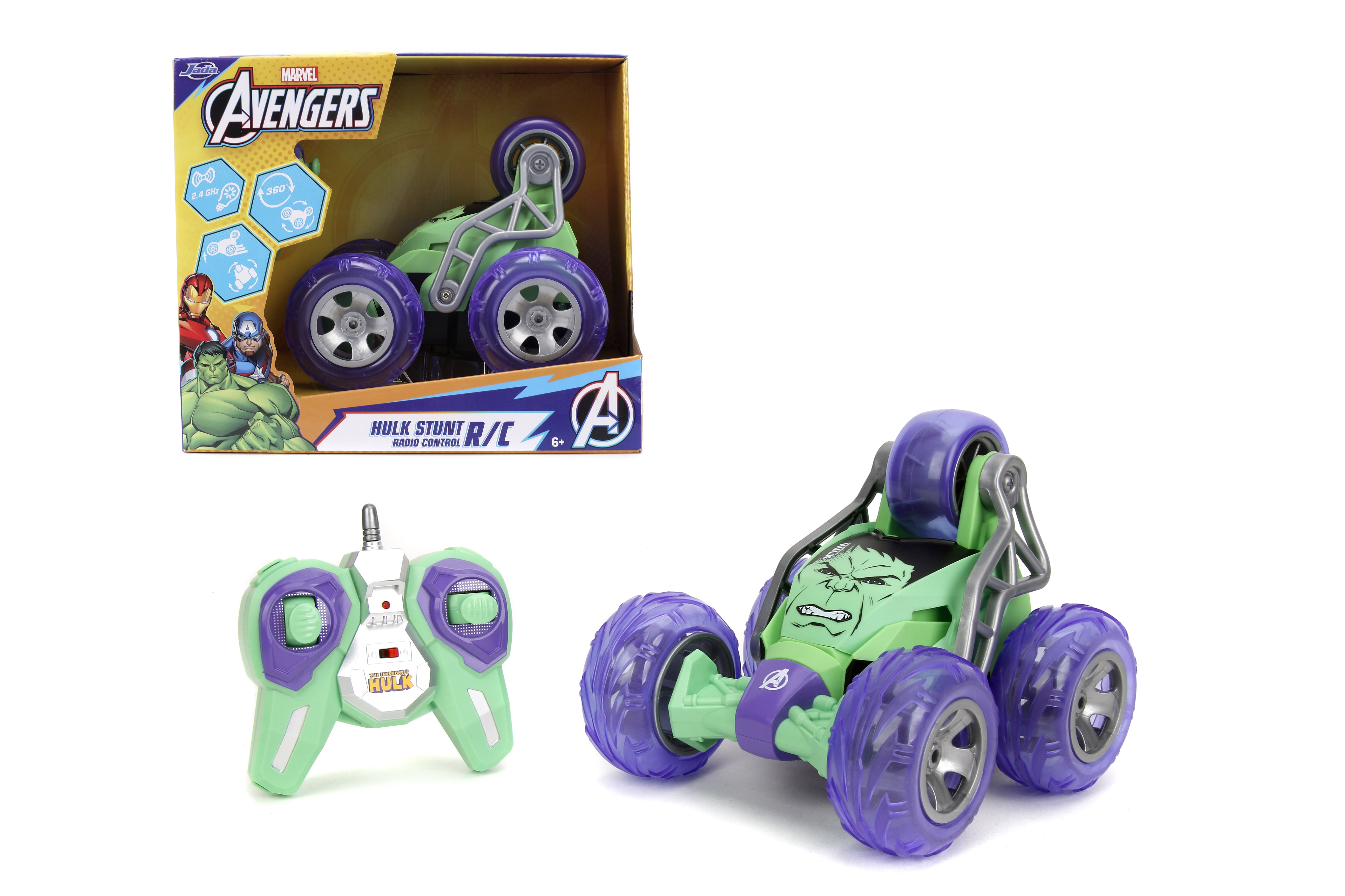 Jada Marvel Hulk Stunt RC Car with 5-Wheel Drift and Turbo USB