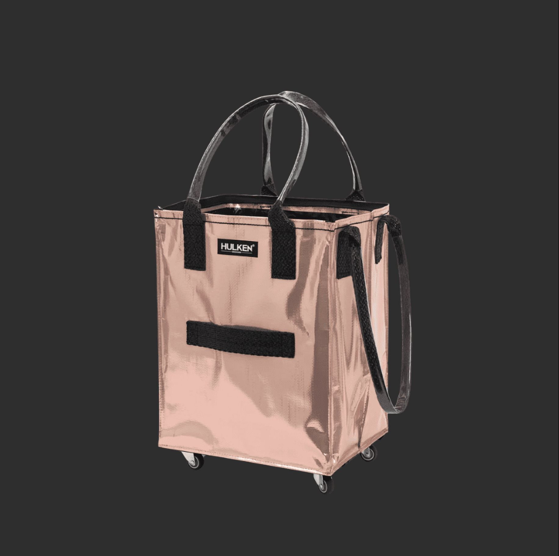 HULKEN Small Signature Rolling Tote Bag, Rose Gold – Foldable