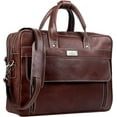 thumbnail image 1 of HULSH Handmade Vintage Genuine Leather Briefcase for Men 17 Inch Laptop Computer Case Business Travel Work Messenger Cross Body Shoulder Bags, Brown Leather Bag for Men, 1 of 6