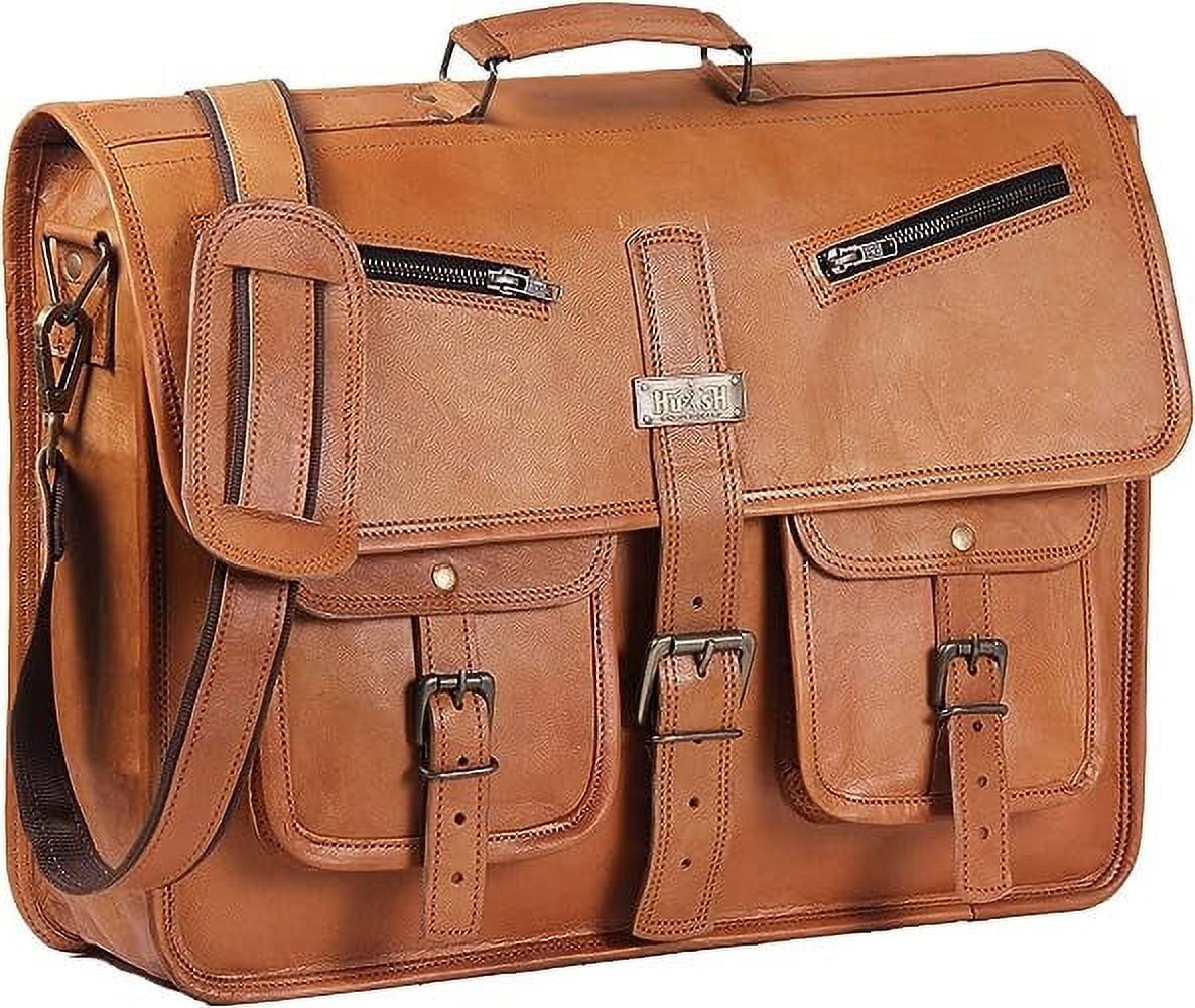 HULSH Leather Laptop Bag for Men 18 Inch | Best Leather Messenger Bag for Men and Women | Vintage Handmade Genuine Brown Leather Briefcase 並行輸入品 HULSH Leather Briefcase for Men, Best 18 Inch Leather Laptop Bag for Men,  Vintage Handmade Rustic Leather Bag, Genuine Leather Computer Messenger