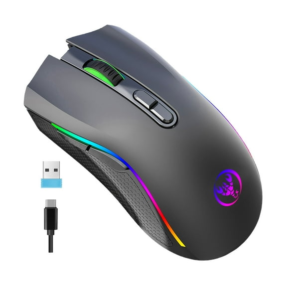 UHM Wireless Gaming Mouse with 6 Leves of DPI,RGB Backlit,Gaming Mice for Windows PC Gaming and Office,Black