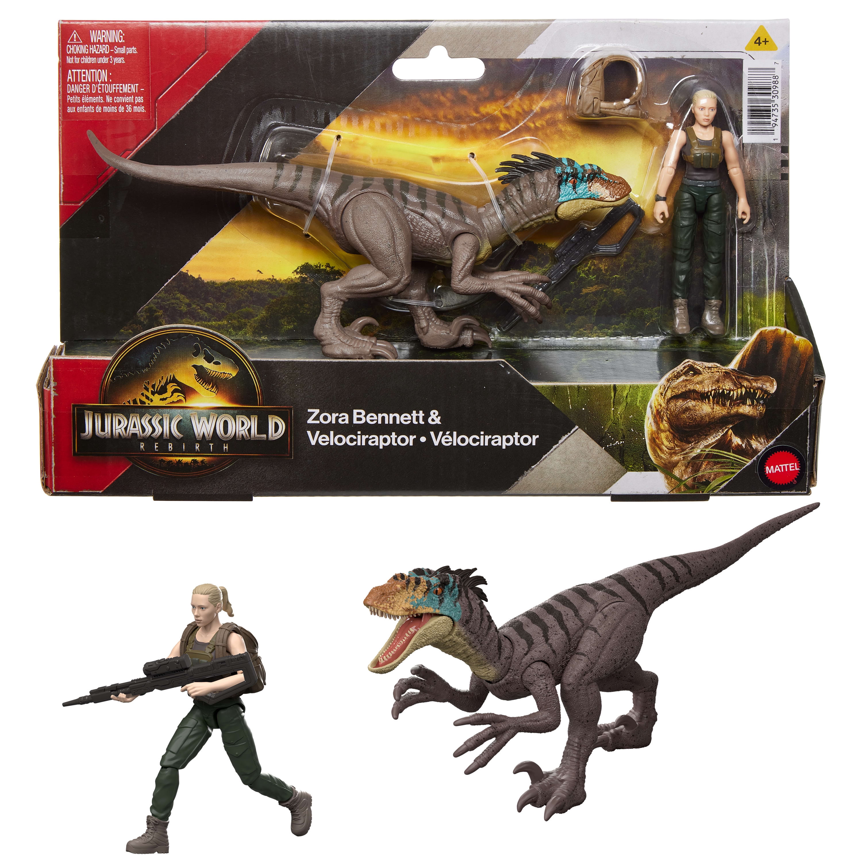 Jurassic World Rebirth Zora Bennett & Velociraptor Figures Pack