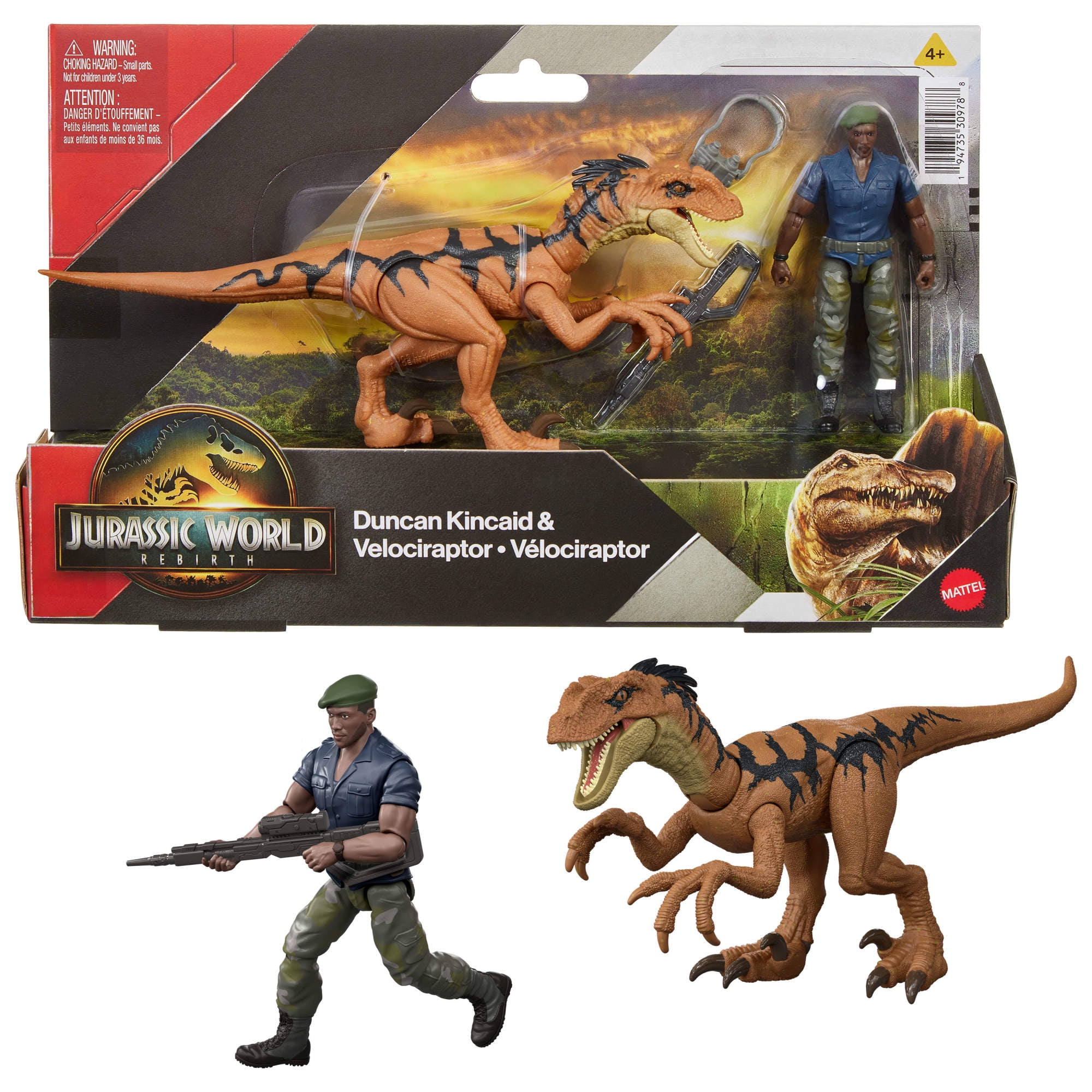 Jurassic World Rebirth Duncan Kincaid & Velociraptor Figures Pack