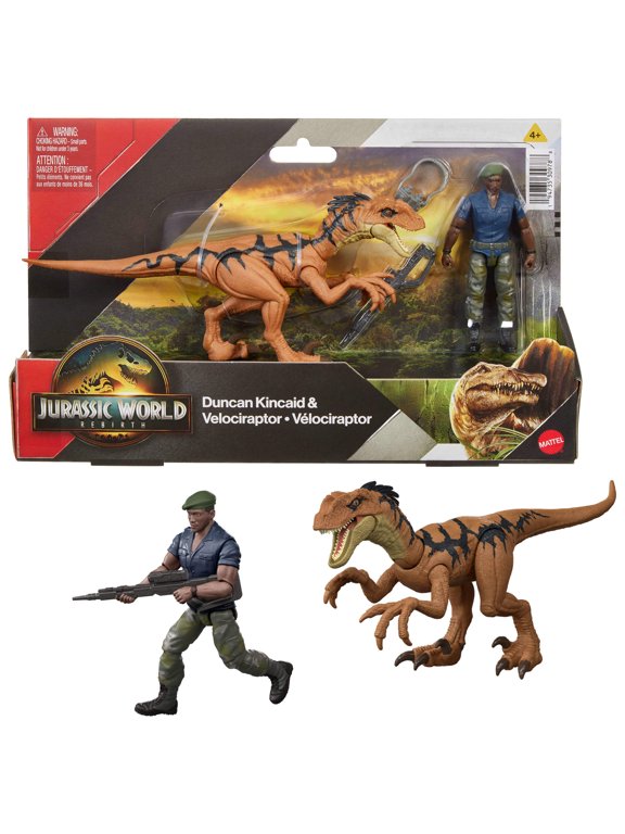 Rebirth Duncan Kincaid & Velociraptor Figures Pack, 3.75-inch Scale