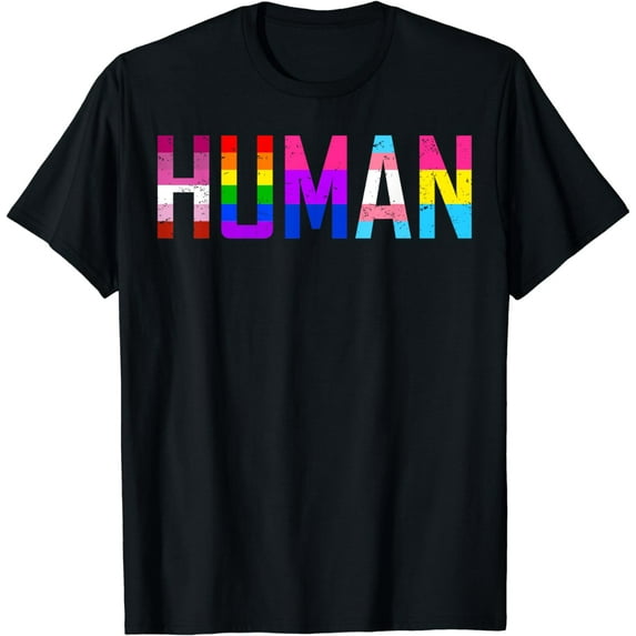 HUMAN Flag LGBT Shirt Gay Pride Month Transgender T-Shirt