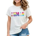 thumbnail image 1 of HUMAN LGBT Flag Gay Pride Month Transgender Rainbow Lesbian T-Shirt for Women White Large, 1 of 4