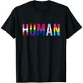 thumbnail image 1 of HUMAN LGBT Flag Gay Pride Month Transgender Rainbow Lesbian T-Shirt, 1 of 5