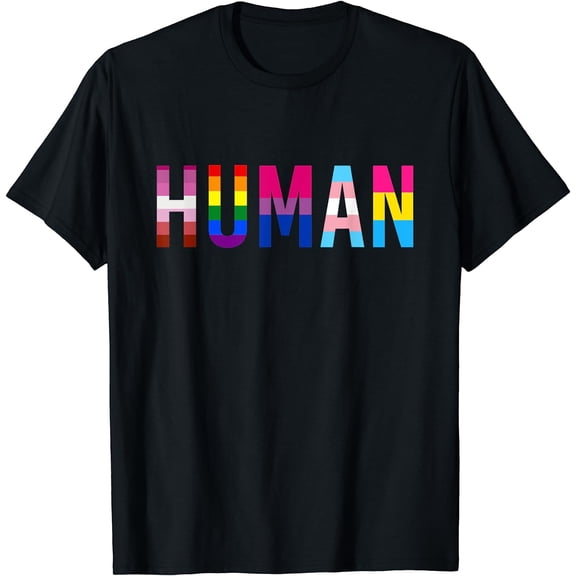 HUMAN LGBT Flag Gay Pride Month Transgender Rainbow Lesbian T-Shirt