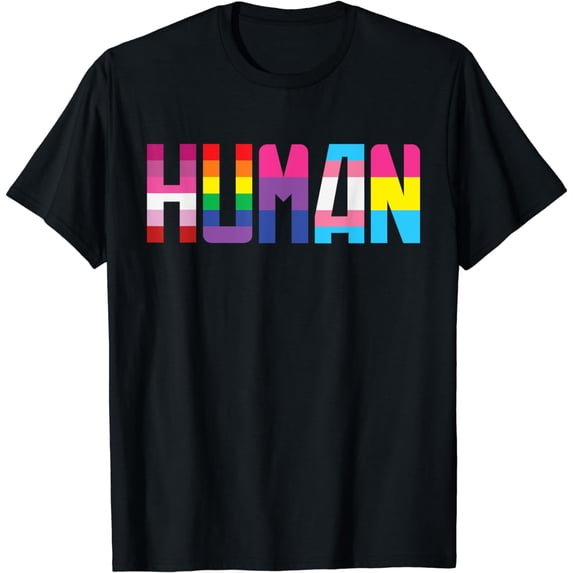 HUMAN LGBT Flag Gay Pride Month Transgender Rainbow Lesbian T-Shirt