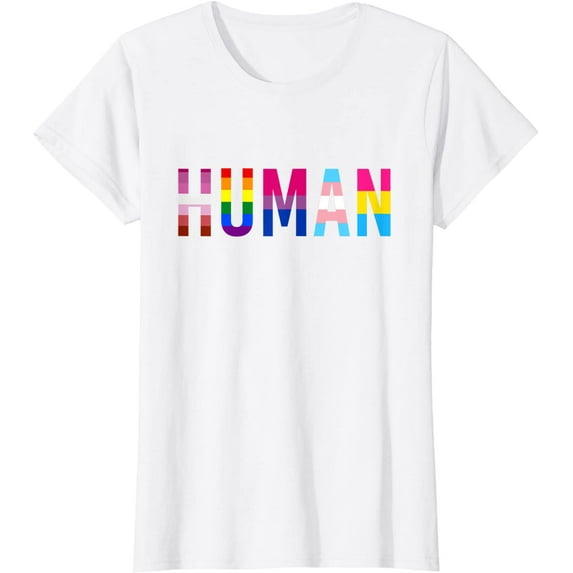 HUMAN LGBT Flag Pride Month Transgender Rainbow Lesbian T-Shirt
