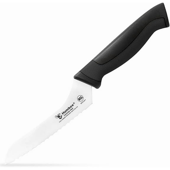HUMBEE 6-Inch Offset Bread Knife with Width Wave Teeth (Serrated), Black, DT-31 Series