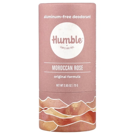 HUMBLE BRANDS Original Formula, Plastic-Free, Aluminum-free Deodorant Long Lasting Odor Control with Baking Soda and Essential Oils, Moroccan Rose