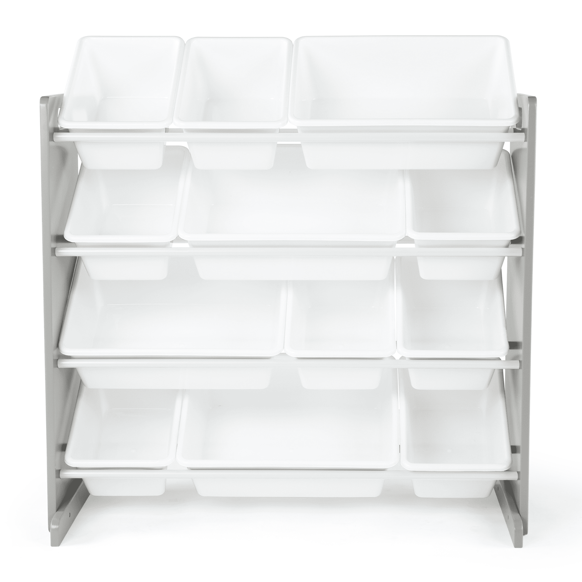 Humble Crew Kids Inspire Toy Storage Organizer with 12 Plastic Storage Bins, Grey/White