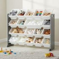 Humble Crew Super-Sized Toy Storage Organizer for Toddlers with 16 Grey/White Bins