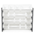 thumbnail image 1 of Humble Crew Storage Organizer with 16 Plastic Bins for Kids & Toddlers, Dark Grey/White, 1 of 12