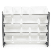 Humble Crew Super-Sized Toy Storage Organizer for Toddlers with 16 Grey/White Bins