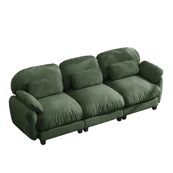 HUMEHA 104.3" Oversized Cloud Couch Sectional Sofa, 3-Seat Modular Chenille Sofa I-Shape Deep Seat Comfy for Living Room Apartment, Green