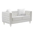 thumbnail image 1 of HUMEHA 59 Inch Beige Velvet Tufted Loveseat, Square Arms with Button Detail, Nailhead Trim, Crystal Acrylic Legs for Living Room, Bedroom, 1 of 8