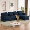 thumbnail image 1 of HUMEHA 132.3" Corduroy Modular Sofa Blue 4-Seat w/ Ottoman, 1 of 15