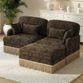 thumbnail image 1 of HUMEHA 69.2" Leopard Chenille Sofa Brown Black 2-Seat w/ Ottoman, 1 of 9