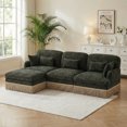thumbnail image 1 of HUMEHA 100.3" Leopard Chenille Sofa Green Black 3-Seat w/ Ottoman, 1 of 9