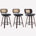 thumbnail image 1 of HUMEHA Set of 3 Rattan Swivel Barstool Black 26" Cane Back, 1 of 11