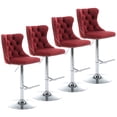 thumbnail image 1 of HUMEHA Set of 4 Swivel Barstool Burgundy Silver Leg Adjustable 25-33", 1 of 13