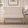 thumbnail image 1 of HUMEHA Velvet Dining Loveseat Bench Beige Gold Legs 2-Seat, 1 of 10