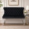 thumbnail image 1 of HUMEHA Velvet Dining Loveseat Bench Black Silver Legs 2-Seat, 1 of 10