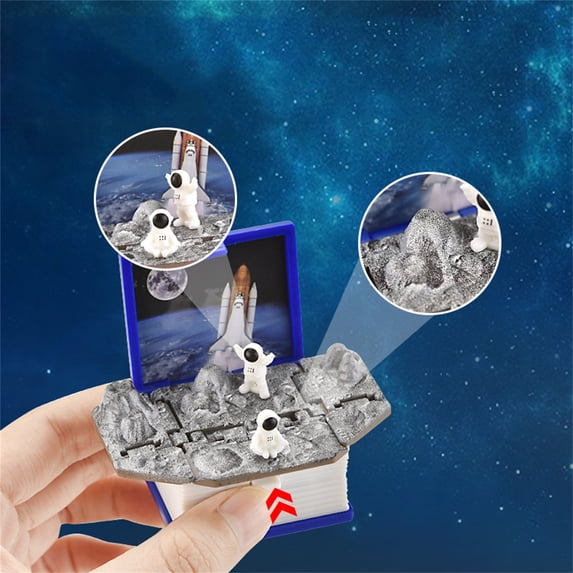 HUMJUSE 3D Space Book Keychain, Pop Up Mini Astronauts Spaceman Toys, For Car Keys Backpack, Fidget For Women Men Boys Girls