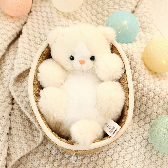 HUMJUSE Cute Plush Cat Puppy Pet Pad Doll Toy, 8" Pet Pad with Decor for Office Desk Toy Gift for Kids Boys Girls Great Gift