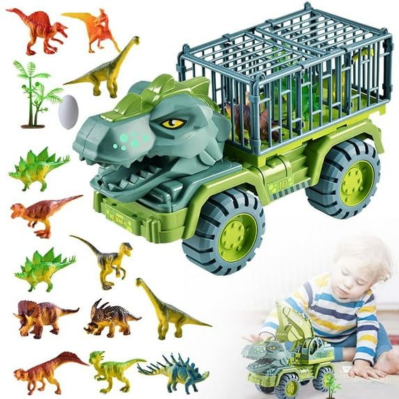 HUMJUSE Dinosaur Truck for Kids 3 4 5 6, Construction Vehicle Toys for Boys 3 4 5 6 Years Old, Truck Toy with Dino Figures, Gift for Toddlers Boys Girls