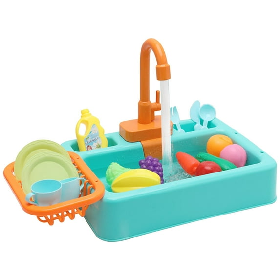 HUMJUSE Electric Kitchen Sink Toys, Children Electric Dishwasher Playing Toy, Kids Role Play Kitchen Sink with Running Water, Preschool Education Pretend Role Play Toys for Boys Girls
