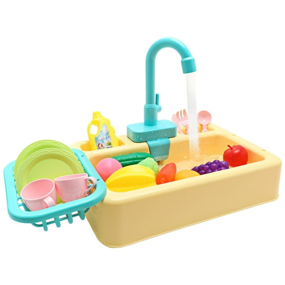 HUMJUSE Electric Kitchen Sink Toys, Children Electric Dishwasher Playing Toy, Kids Role Play Kitchen Sink with Running Water, Preschool Education Pretend Role Play Toys for Boys Girls