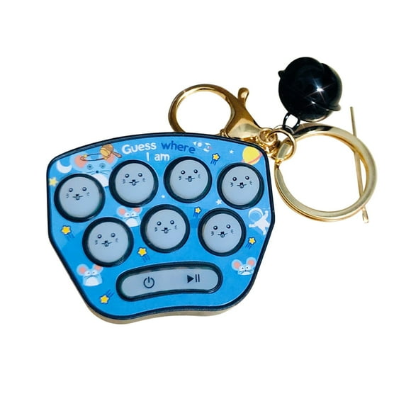 HUMJUSE Mini Whack-A-Mole Game Keychain, Electronic Mini Hamster Memory Game Toy Keychain with Bells, Fidget Toy for Kids Adult White