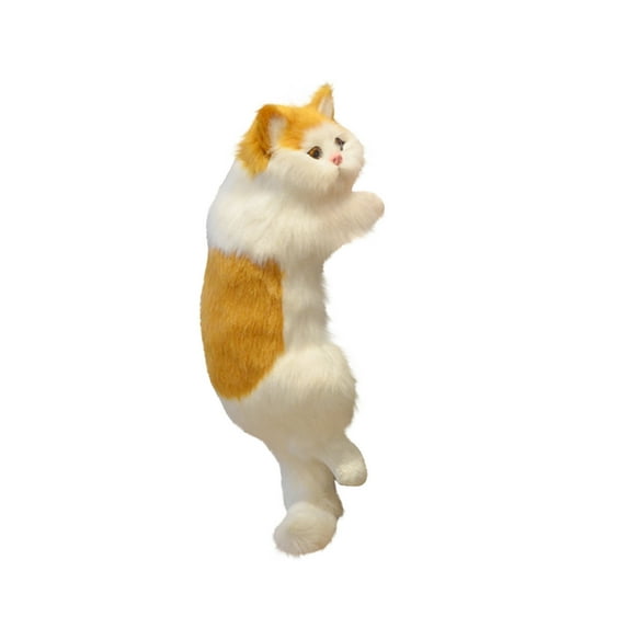 HUMJUSE Realistic Furry Cats Figurines Pet Stuffed Little Cat Stuffed Animal Small Plush Toy, Realistic, Lifelike Stuffed Pet Toy Home Decor