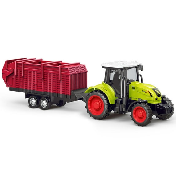 HUMJUSE Tractor Toy, Farm Tractor Toys with Trailers, Realistic Tractor Vehicle Play Toy, Tractor Toys for Kids Gift Toy for Kids Age 3+, 9Inch