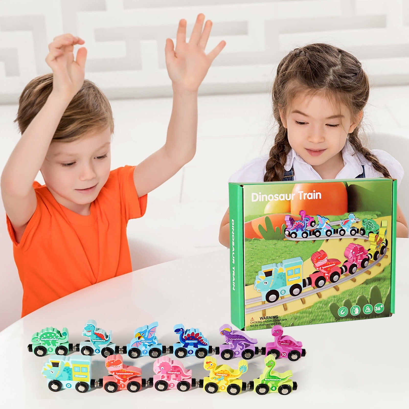 Wooden Train Set Building Blocks & Numbers Children's Montessori Pre-School Learning Toys