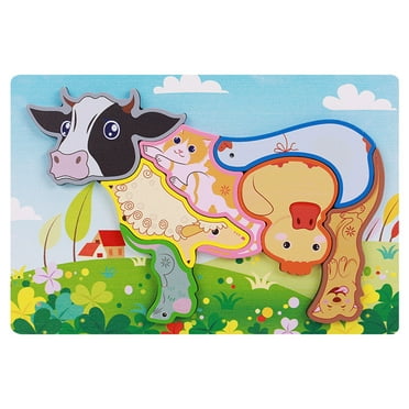 HUMJUSE Wooden Toddler Puzzles Gifts Toys for 1 2 3 Years Old Boys Girls, Wooden Animal Puzzles for 1 2 3 Years Old Boys Girls, Toddler Educational Developmental Toys Gift