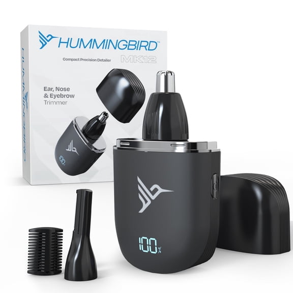 HUMMINGBIRD MK12 Ear & Nose Hair Trimmer for Men Compact Precision Detailer for Nose, Ears, Eyebrows & Sideburns, Portable, Waterproof, USB C Rechargeable, LED Display