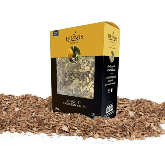 HUMOS Mesquite Smoking Wood Chips for BBQ, Smoker, Kamado and Gas, Charcoal & Electric Grill (Mesquite)