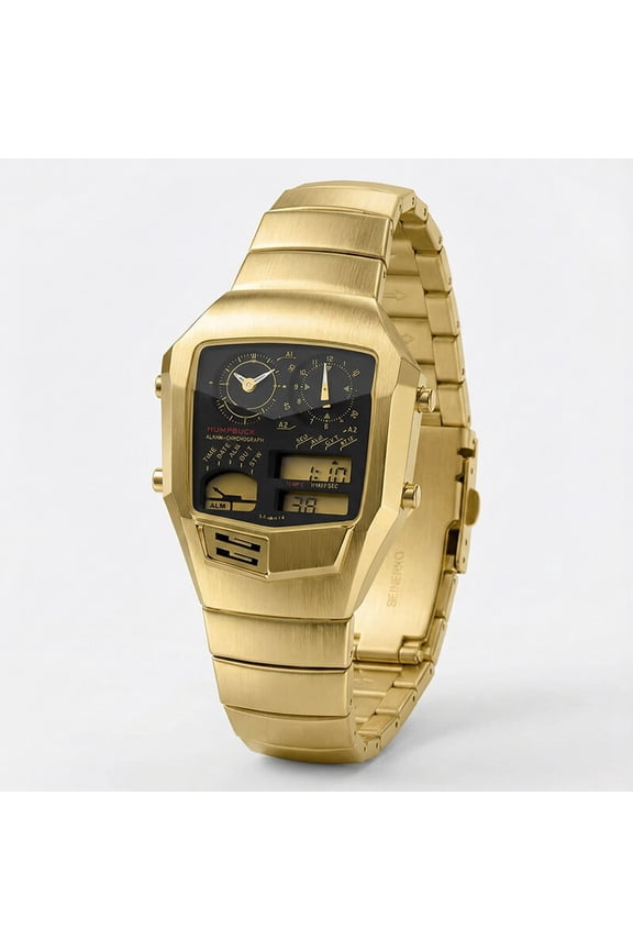 Galactic Space Style Men's Watch Stainless Steel Digital Analog Luxury Retro Sci-Fi Watch Temperature Sensor Dual Time