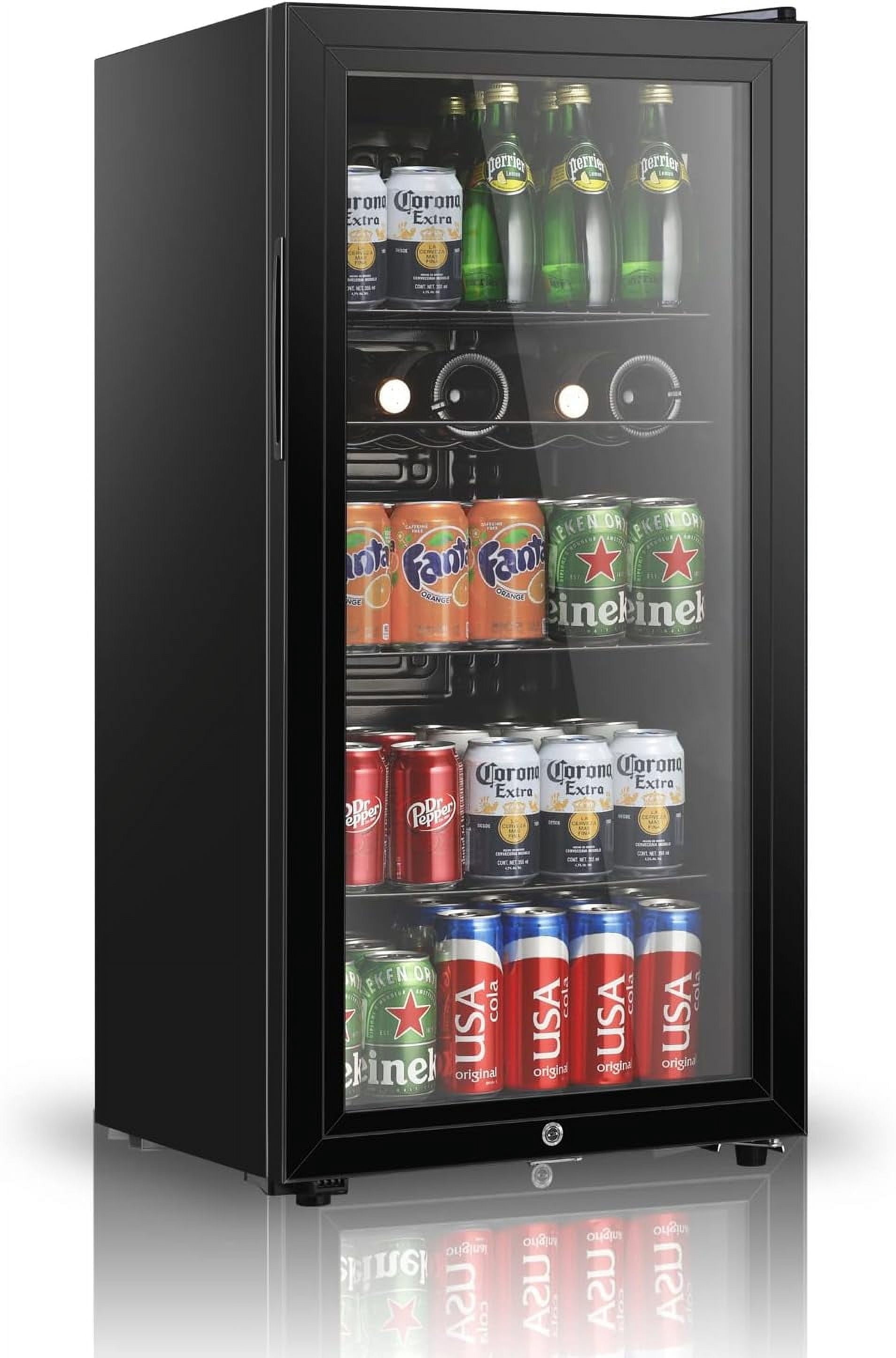 HUMSURE 150-Can Beverage Refrigerator with Glass Door & Adjustable Shelves, 4.5 cu.ft Fridge for Home, Office & Dorm