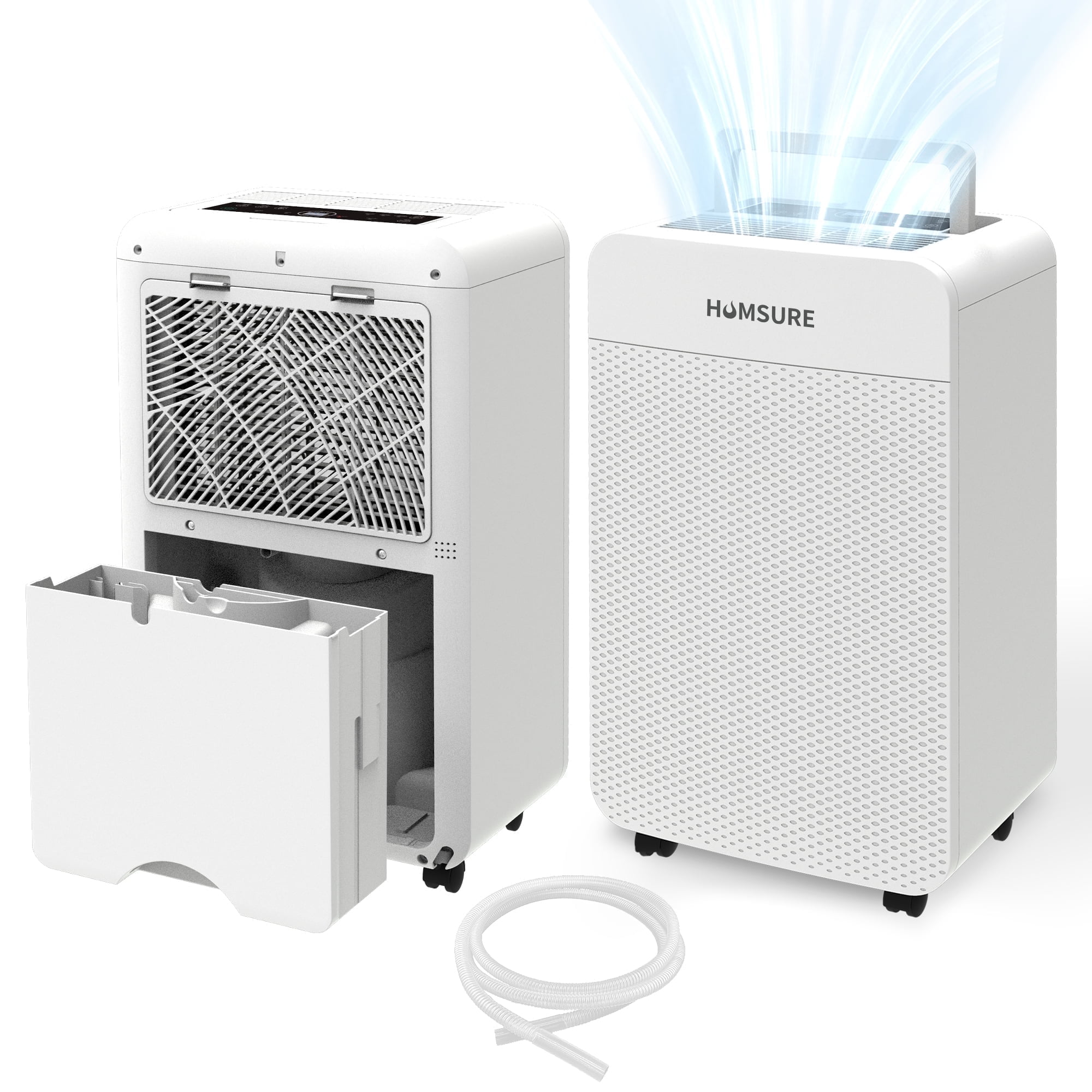 HUMSURE 19-Pint Dehumidifier for Basement and Home, Bathroom, Bedroom, 1,450 Sq. ft. Equipped With Drainage Hose, Automatic Defrosting, 24-Hour Timer Function
