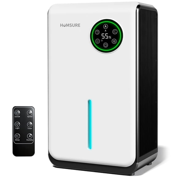 HUMSURE Dehumidifiers for Home, 120 OZ Water Tank, Dehumidifiers for Bathroom Bedroom Basement with Auto Shut Off,7 Colors LED Light(White)