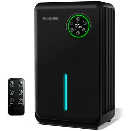 HUMSURE Semiconductor Dehumidifier (120oz High-Capacity Dehumidification) LED, with Smart Remote Control, Timer, 7-Colour Ambient Lighting, Drain Hose, Sleep Mode, Energy-Efficient Dehumidifier