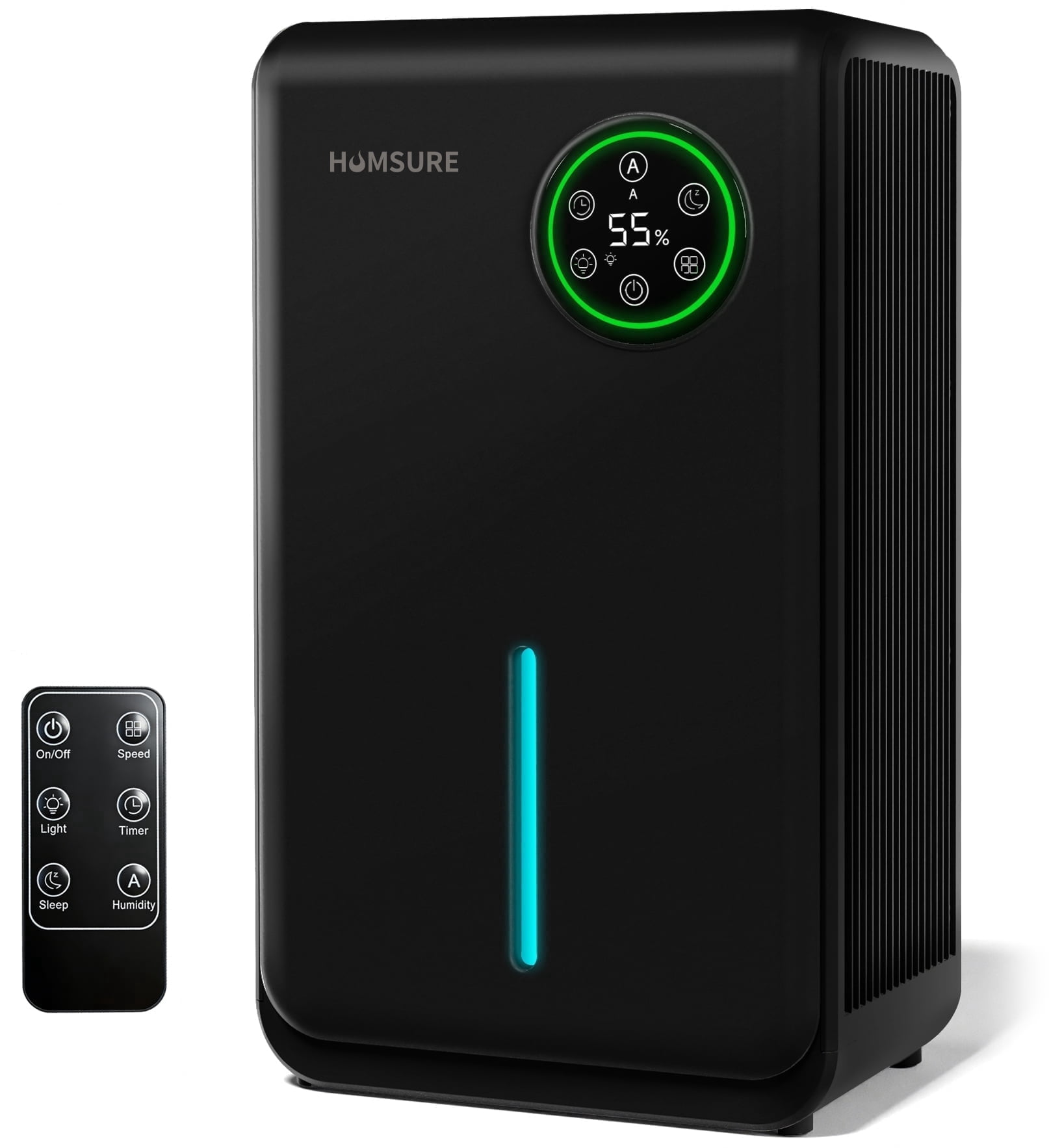 HUMSURE 120 oz Semiconductor Dehumidifier with Remote, Drain Hose & Timer, 7-Colour Ambient Lighting, for Bedroom Basement RV